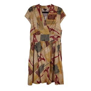 RETROLICIOUS Paris Dress Eiffel Tower Plus Sz 3X Midi Pleaded European France